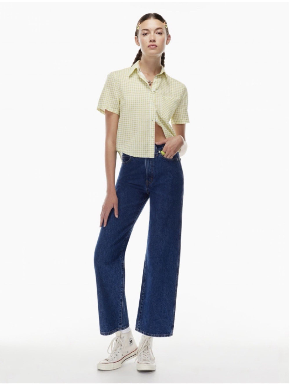 Aritzia Sunday Best Jupiter Jeans 90s Medium Blue Hi-Rise Ankle Size 2 Wide Leg
